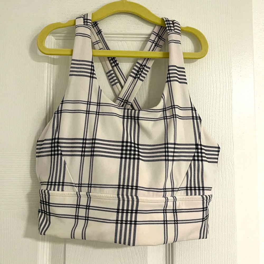 Rosa v2 sports bra black and white plaid